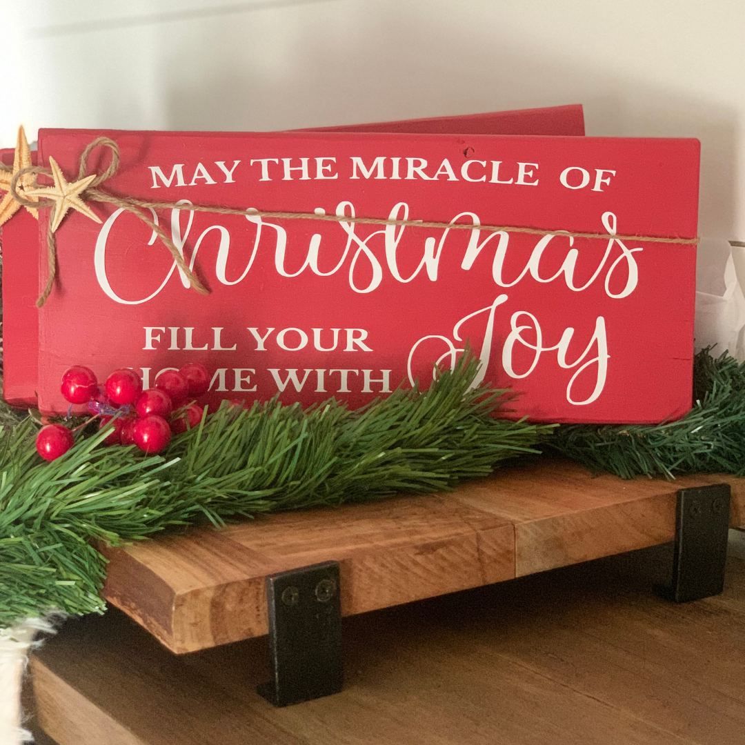 12"x5" shelf sitter-May The  Miracles of Christmas Fill Your Home With Joy. Gift ideas for everyone who loves Christmas and believes in miracles.