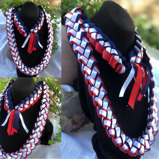 Custom 2 Color Graduation Ribbon Lei, Personalized for High School and College Graduates, 8th grade promo, kindergarten, and even pre-school! Handmade with Island Vibe and makes a great gift idea too!