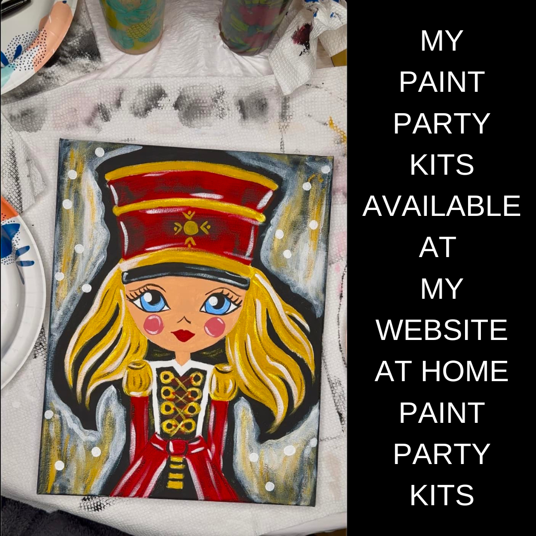 Christmas Eve Paint Party Kit – Family Fun with Nutcracker for Adults & Owl & Santa for Kids. All Supplies & Instructions Included.