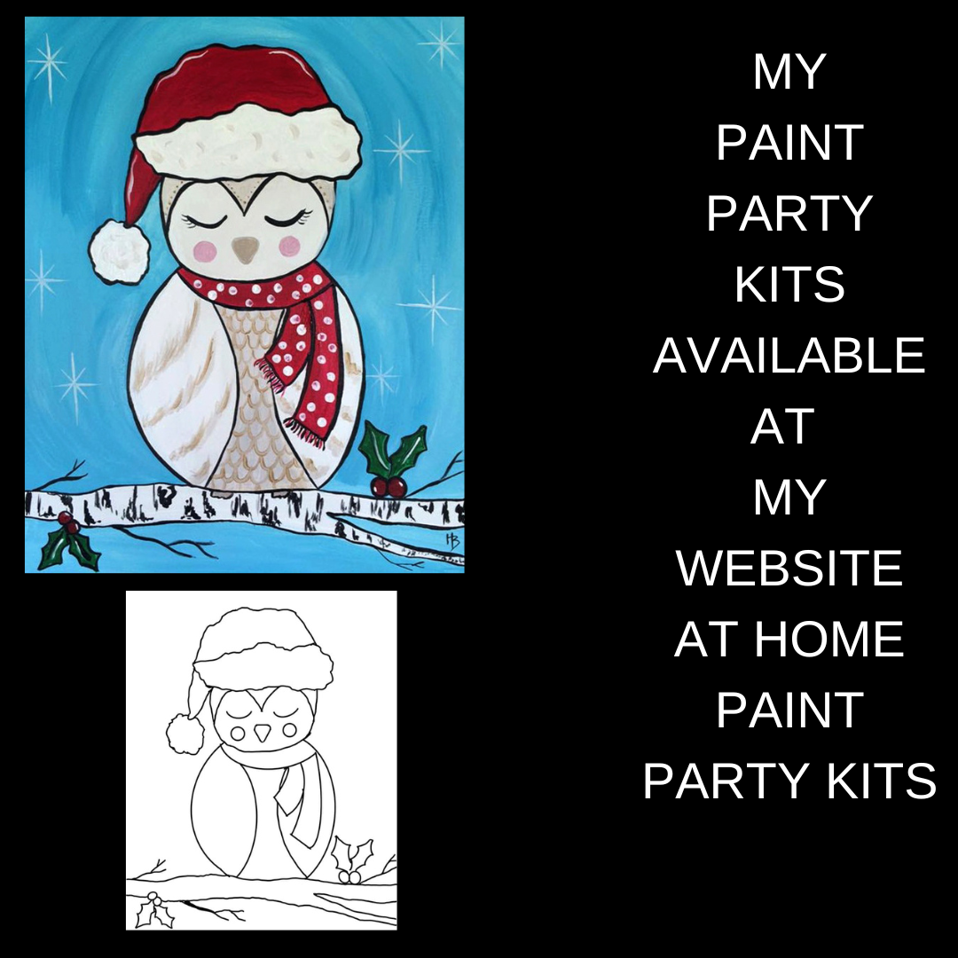 Christmas Eve Paint Party Kit – Family Fun with Nutcracker for Adults & Owl & Santa for Kids. All Supplies & Instructions Included.