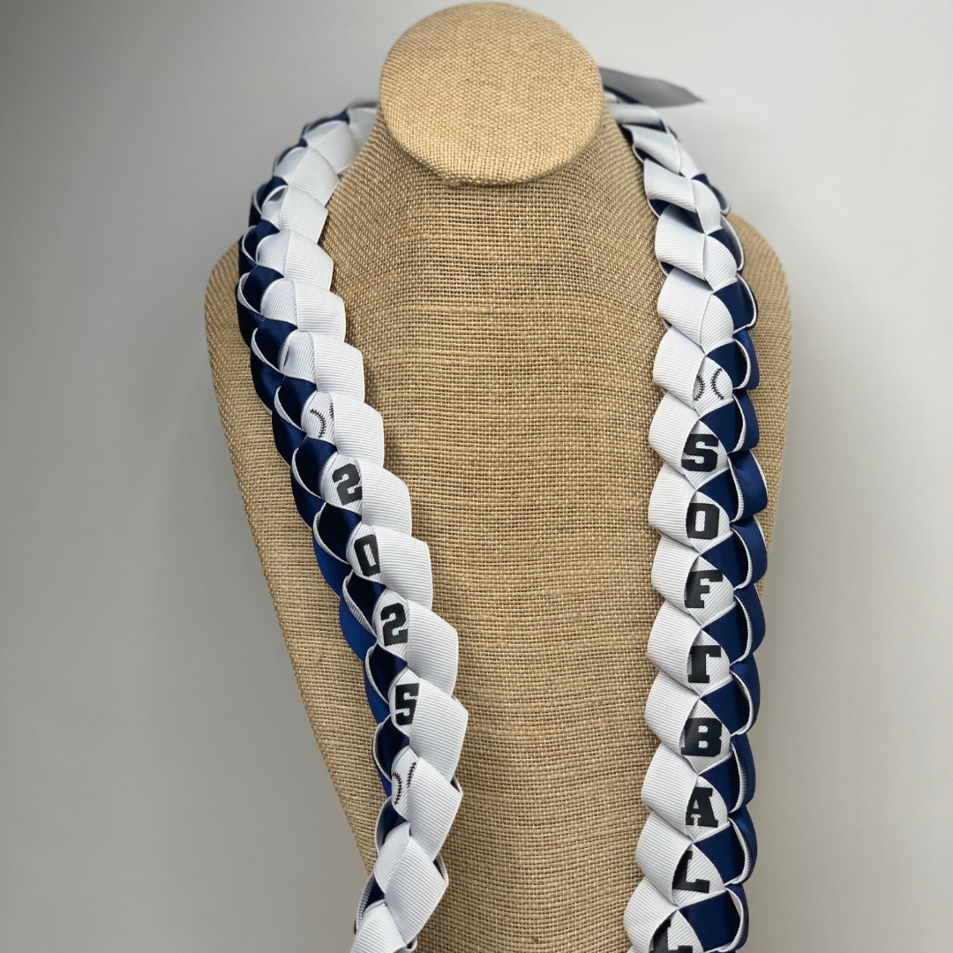 Custom Softball Sports Ribbon Lei, great gift for Senior Night banquet/assembly, sports celebrations, or end-of-season parties. Perfect gift for the entire team!