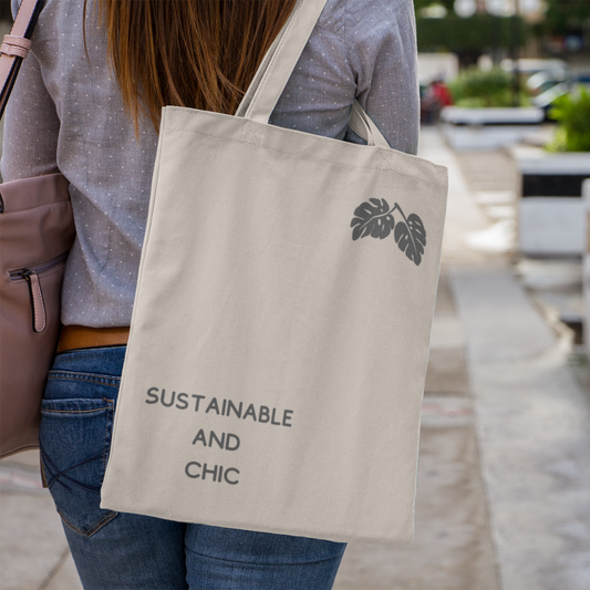 Sustainable and chic reusable tote bag made from eco-friendly canvas, perfect for minimalist shopping and reducing plastic waste, and a gusset feature at the bottom of the bag to provide more space than your usual tote!